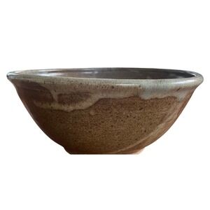 Studio Pottery Handcrafted Stoneware Bowl Earthy Brown Glazed Serving Dish 9.5"